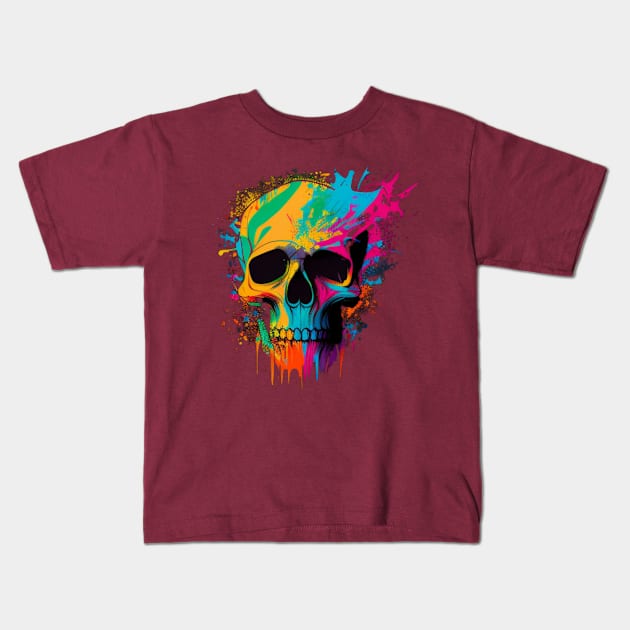 Skull painting Kids T-Shirt by Crazy skull